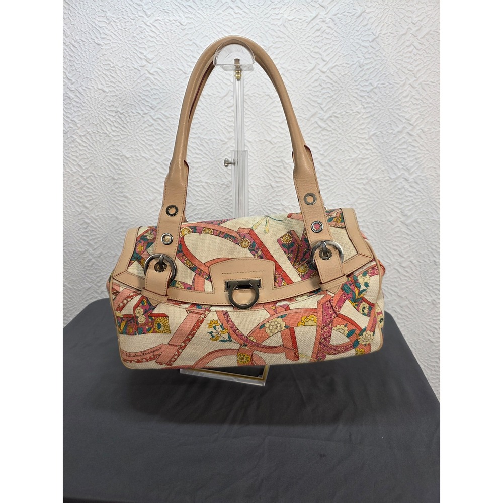 Salvatore Ferragamo Shoulder Bag Womens Medium Multi Excellent Floral Canvas